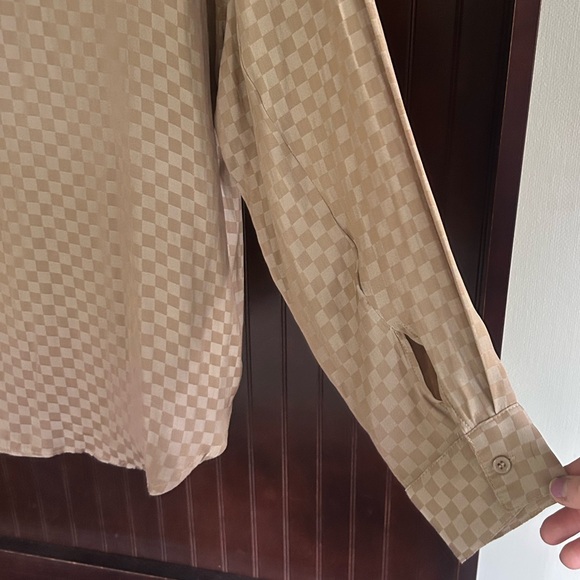 LE LIS Satin Check Button Shirt Mini Skirt Preppy Minimalist 2 Piece Set Size S - Picture 12 of 15